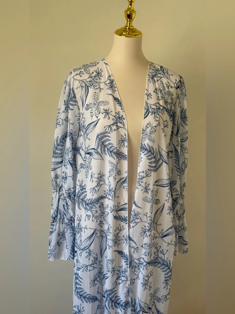 White One-Piece Swimsuit with Blue Floral Kimono Cover-Up NWOT